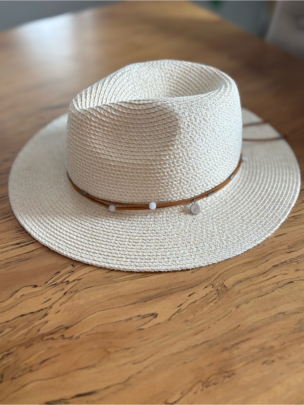 Sunday Afternoons Cream Straw Panama Style Sun Hat S/M Beach Resort Travel